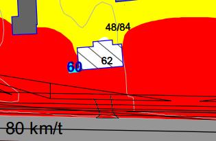 oppfylles ikke med 2,5 m høy støyskjerm ved boligene.