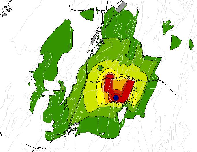 de nærmeste boligene er lavere enn L den 55 db.