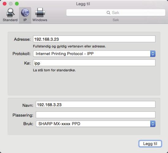 Innholdsfortegnelse Mac OS / Installere skriverdriveren Skrive ut med IPP-funksjonen Du kan bruke maskinen som en faks ved å skrive ut data på en eksternt plassert maskin.