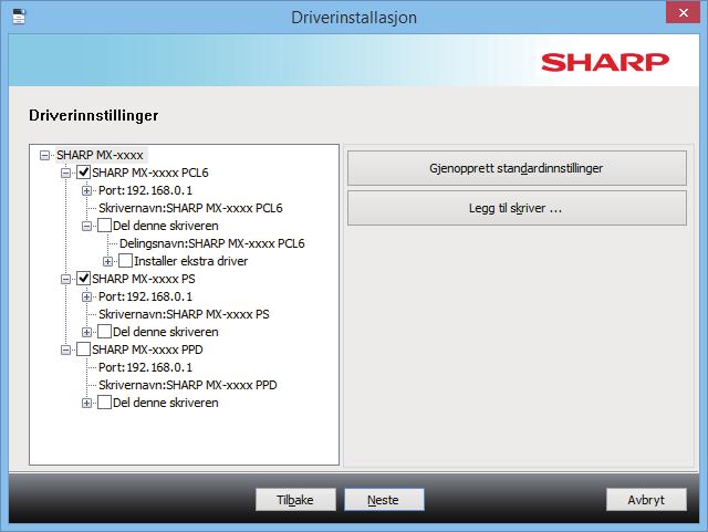 Innholdsfortegnelse Windows/velge programvare som skal installeres Installere skriverdriveren / PC-Fax-driveren (felles prosedyre) Skreddersydd installasjon 4 Når vinduet for valg av skriverdriver