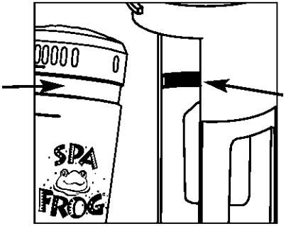SPA FROG INSTALLASJON/BYTTE AV PATRONER Følgende prosedyre er gjeldende for installsjon/bytte av mineral- og brominpatroner til Spa Frog In-line saneringssystem: 1. Sett massasjebadet i Stanby-modus.