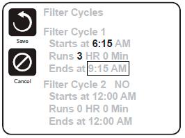 FILTER CYCLES Gå inn i menyvalget ved å trykke sett-knapp (Fig 1). Set Time vil stå i display om ingen tid er satt.