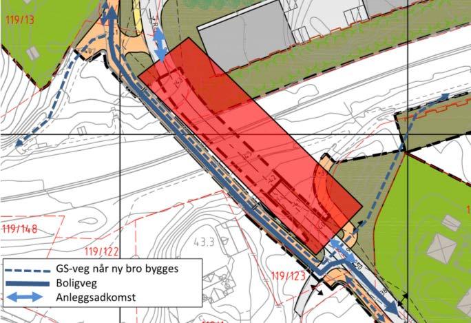 Ved tilsvarende byggearbeider i Fanavegen ble fri høyde satt til 4,5 meter (skiltet 4,3 meter).