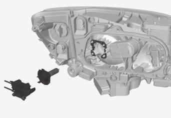 10 Vedlikehold og service Bytte pære - nærlys Nærlyspæren er plassert bak lokket til frontlyset. Bytte pære - fjernlys Fjernlyspæren er plassert bak lokket til frontlyset.