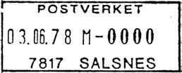 ? Registrert brukt fra 20-8-40 HLO til -4-11-68 EA Stempel nr. 4 Type: I22N Fra gravør 08.04.1970 SALSNES Innsendt?? 7817 Registrert brukt fra 20-7-70 HLO til 31-10-96 TK Stempel nr.