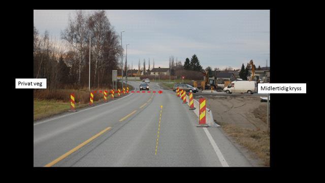 Figur 15: Bildet viser et anleggsområde som bl. a. omfattet etablering av et nytt kryss og en undergang for gs-trafikken under hovedvegen.