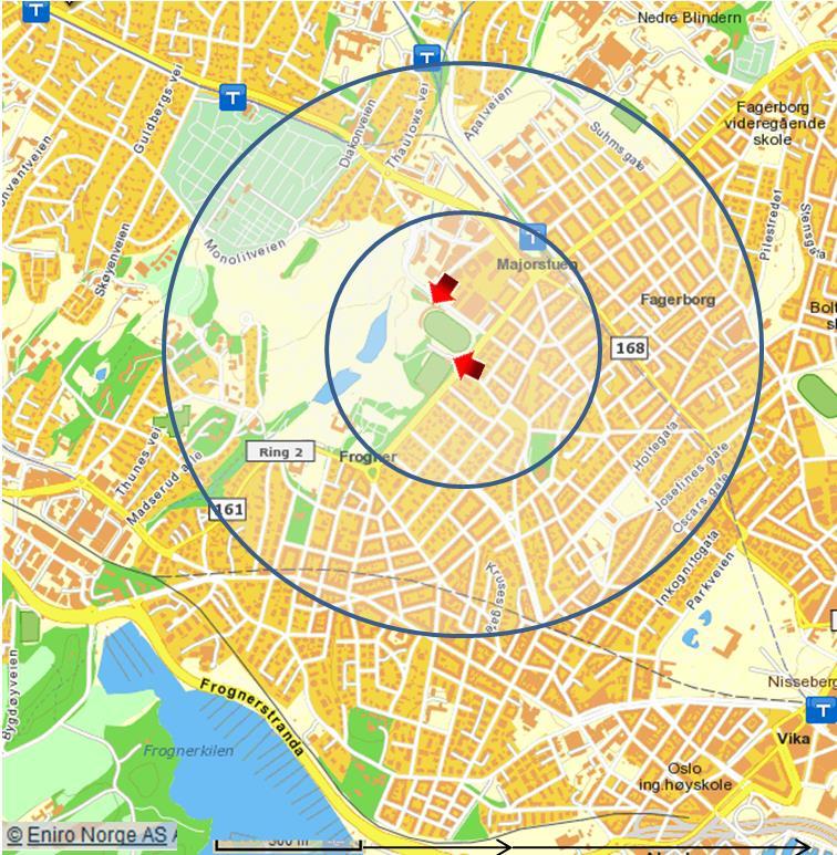 Frogner stadion er beste beliggenhet for idrett i Oslo Vest De fleste i bydel Frogner bor mindre enn en kilometer fra stadion, og kan spasere til anlegget, noe som betyr redusert trafikkbelastning og