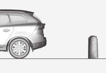 Ved avstand under 30 cm er tonen konstant, og den aktive følerens felt nærmest bilen er fylt.