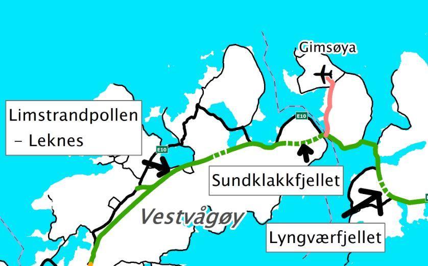 Drøfting og anbefaling Kabelvåg-Leknes, Konsept 4 Regionforstørring - NNB -0,4 - Ikke prissatte