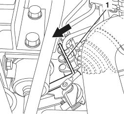 Drift Betjening av nødstopp-funksjonene I nødsfall kan motoren slås av manuelt. Manuell motorstansinnretning Hvis motoren ikke lar seg stanse med nøkkelen, kan den stanses manuelt.