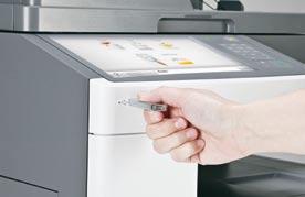 Lexmark XS796dte fargelaserlaser MFP vist med valgfri stifte- og hullenhet 3) Automatisk dokumentmater for utskrift med