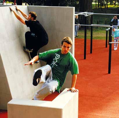 Parkour gir et område høy aktivitet og mye mosjon og bevegelse.