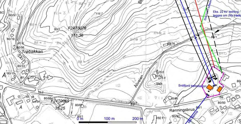 til 132 kv-ledningen fra Svarthammaren/Pållifjellet/Engvikfjellet. Saneringsmuligheter Ingen 3.4.