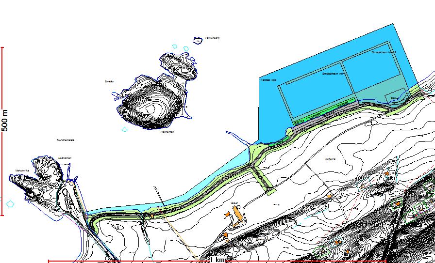 Planskisse for Valset marina som presenteres i planprogrammet.