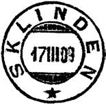 1908 og samtidig erstattet av poståpneri SKLINDEN. Navneendring til SKLINNA fra 01.07.