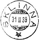 . P.å. SKLINNA nedlagt 1944, men hadde da ikke vært virksomt på flere år. Stempel nr. 1 Type: IV Utsendt 02.03.