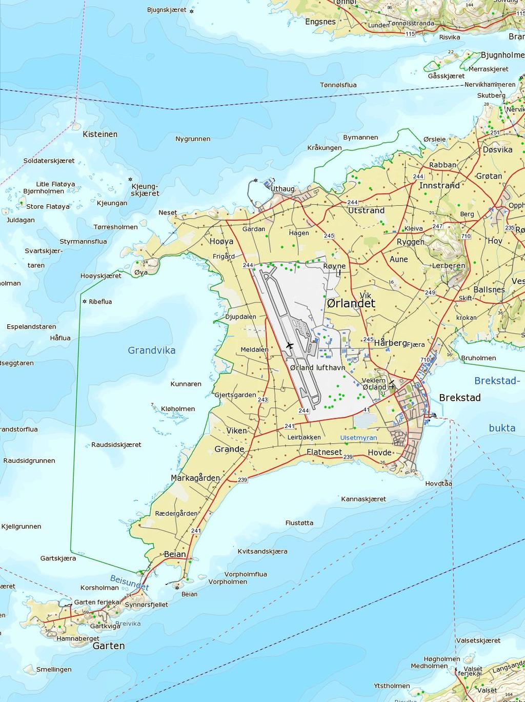 Fig 2: Lokaliteter for observasjon i Grandefjæra. Fra topp til bunn: 1) Lakskløholmen, 2) Grandefjæra amfi og 3) Beian.