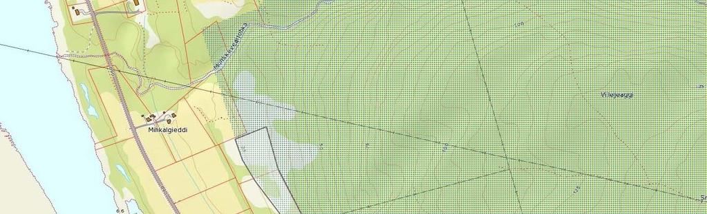 Skisse 19: Utsnitt av reinbeitekartene for området ved Bjørkelia. Beitearealet som berøres av utbyggingen er markert med grå heltrukne streker og lys gjennomsiktig farge over kartgrunnlaget.