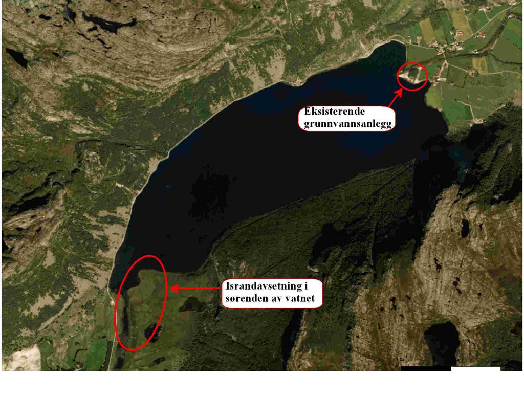 3 Figur 2. Aktuelt område for grunnvannsuttak i sørenden av Espedalsvatnet.