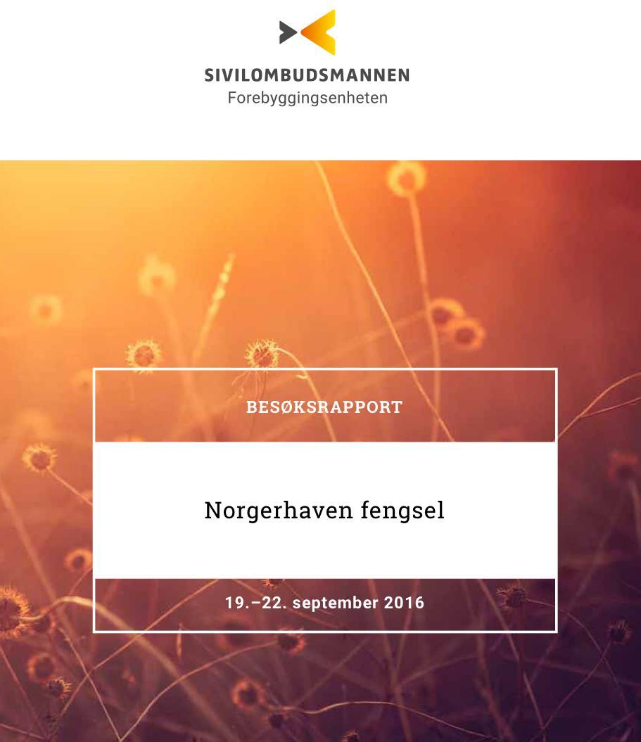 Besøk til steder under kriminalomsorgen 2014 2017 Fengsler Tromsø fengsel Bergen fengsel Bjørgvin fengsel ungdomsenhet (2x) Ringerike fengsel Trondheim fengsel Skien