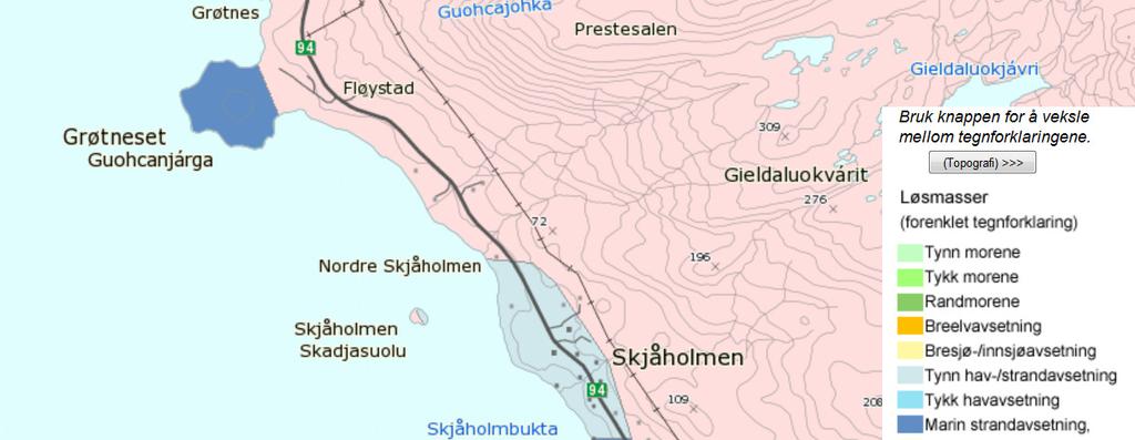 Ny Hammerfest Lufthavn Grunnundersøkelser M U L T I C O N S U L T Figur 5: Kvartærgeologisk kart (kilde: www.ngu.no). 3.3 Sjøbunnstopografi Fra Grøtneset er gjennomsnittlig sjøbunnshelningen ca.