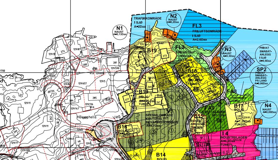 3. NÆRMERE OM TOMTEN PÅ HÅKONSHELLA. Planstatus er en reguleringsplan (omregulering) vedtatt 24.10.