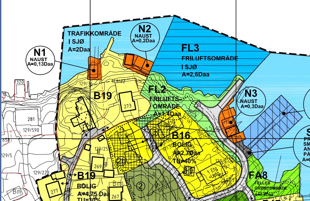 Fig. 7 Ikke omsøkt ennå godkjent men påklaget av fm godkjent og oppført Utover det som er påpekt over, viser planen med all tydelighet At nøstene i N3 (hvorav ett er oppført) må ha adkomstvei med