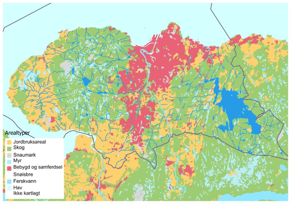 1 Miljøpåvirkning i bekker i Trondheim Trondheim kommune har et innbyggertall på 190 464 (se ssb.no 1.1.2017) og et areal på 342 km².