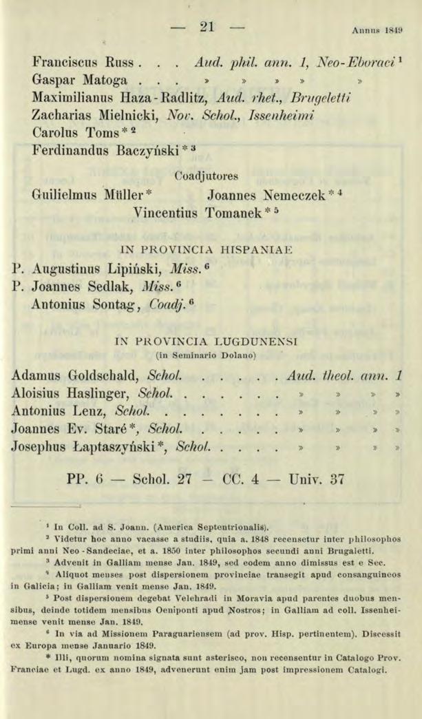 Annns R49 Franciscus Russ. Aud. ph:il. ann., }leo-ebv'raci Gaspar Matoga Maximilianus Haza- Radlitz, Aud. rhet., Brugeletti Zacharias Mielnicki, Nov. Schol.