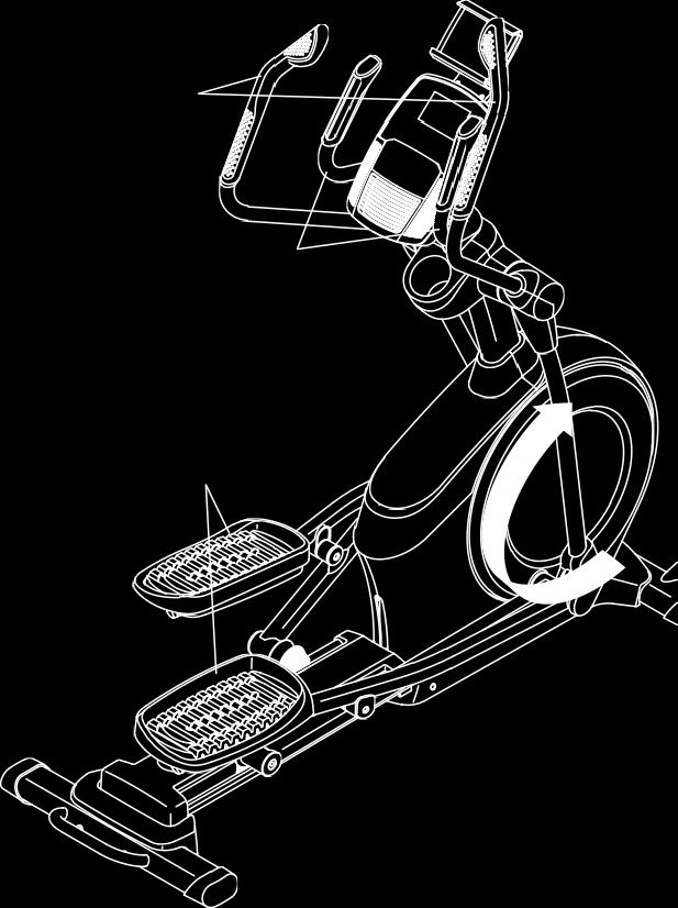 HVORDAN BRUKE APPARATET Stig på apparatet ved å holde tak i håndtakene eller de øvre armene og stig på den laveste pedalen. Stig deretter på den andre pedalen.