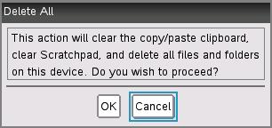 1. Når du har bekreftet at du vil slette alle filer, trykk på c2 for å åpnemine dokumenter i filleseren. 2. Trykk på b for å åpne kontekstmenyen. 3.