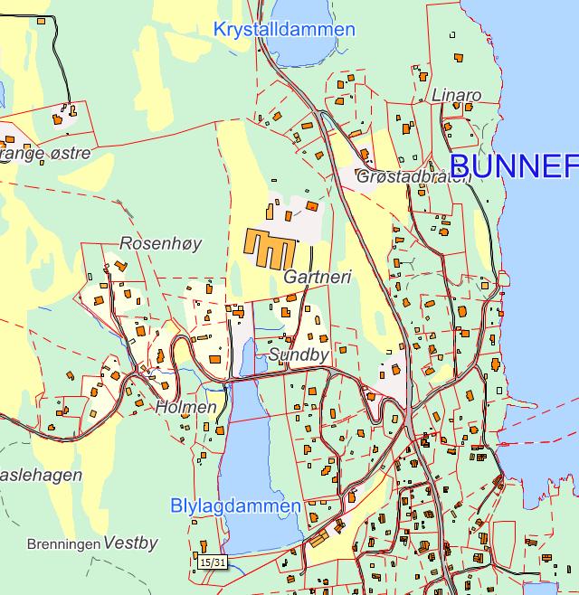 Figur 3: Avgrensning av delområde Blylaget (rødt).