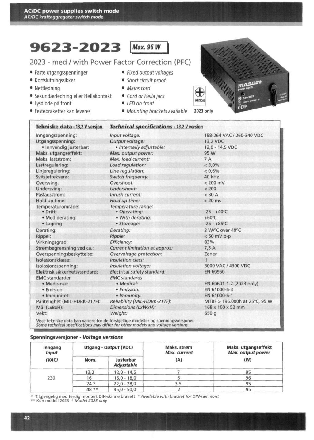 ACDC power supplies switch mode ACDC kraftaggregater switch mode Max.