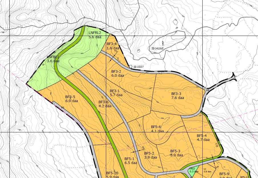 Detaljreguleringsplan for Haugan side 17 5.2.1.2 Arealene som er områderegulert tidligere Arealet nord for eiendomsgrensen (rosa stiplet linje) er områderegulert i gjeldende plan og detaljreguleres nå.