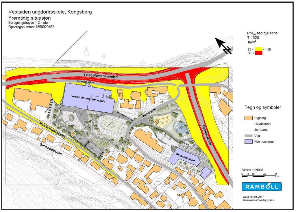 Gul sone tilsvarer maksimum 7 overskridelser av grenseverdien på 35 µg/m 3, mens rød sone tilsvarer maksimum 7 overskridelser av 50 µg/m 3.