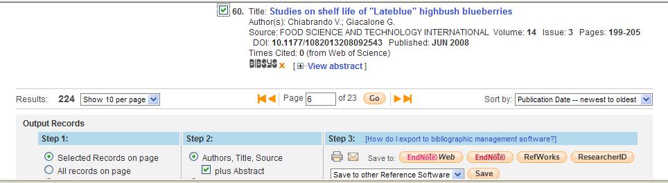 9.3. ISI Web of Science 9.3.1 ISI direkte eksport-funksjon a) Gjør et søk og hak av aktuelle referanser i trefflisten. b) Benytt Save to EndNote-knappen nederst på siden (hak av for plus Abstract).