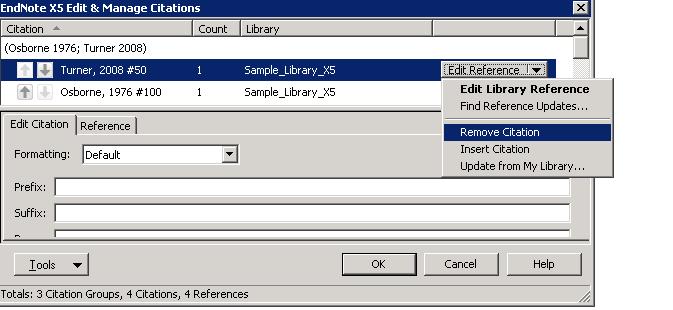 15.5. Slette siteringer og referanser i litteraturlisten Formaterte siteringer kan slettes med Edit & Manage Citation(s)-funksjonen.