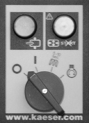 (Samlefeillampe) 2 Tenningsbryter 4 Manometer trykkluftutgang 0 STOPP / Av 5 Kontakt---fjerntermometer I På