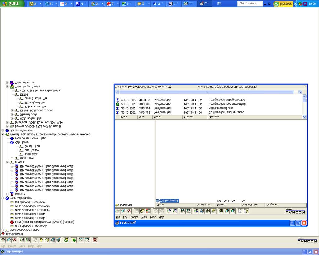 Telefonsentralen konfigureres via LANConfig programvare (eller WEB) og hele systemet inkludert ISDN linje og