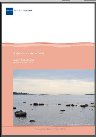 Lokale tiltaksanalyser for vannområdene Tiltakspakkene ble godkjent 01.07.2016 - Regional plan for vannforvaltning Lokal tiltaksanalyse Horten-Larvik vannområde 1.