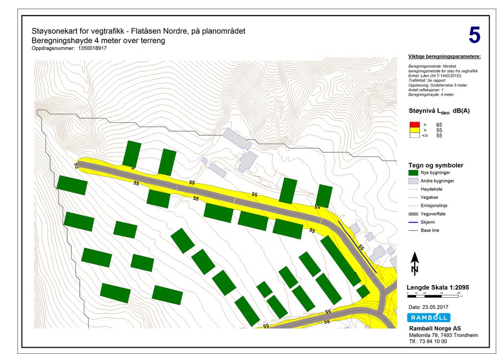 14 (20) STØYUTREDNING 5.2 Støy på planområdet Planområdet er lagt opp med felles innkjøring øst på området.