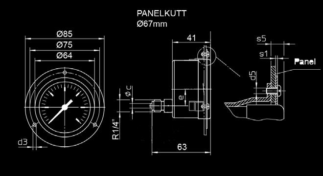 Type 32 Bestillingskode SM Sikkerhetsmanometer 316 Måleelement og anslutning i AISI 316 MO Husmateriale 304 Hus i AISI 304 316 Hus i AISI 316 Fylling 0 Ikke væskefylt hus Utførelse 32 Frontflens med