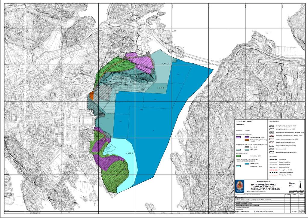 Figur 11 Plankart 3.2 Arealbruk 3.2.1 Havneområde Det er avsatt til sammen 281 dekar til havneformål på land og 221 dekar fylt ut i sjø.