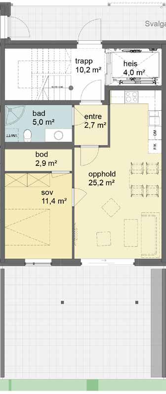 Toroms leilighet med kjøkkenhjørne og stort soverom Bruksareal 49 m 2 103A 203A 103B 203B For mange vil 50 m2 være akkurat den plassen man trenger.
