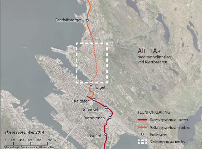 2. Program for tilleggsutredning Det skal utarbeides en tilleggsutredning for bybanetrasé med tunnelinnslag i Vetrlidsallmenningen og/eller Finnegårdsgaten.