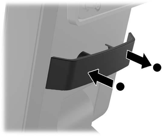 Figur 2-15 Installere de øvre festeskruene Før kabler gjennom den valgfri skjermfoten Den valgfri foten har et klips på fotens