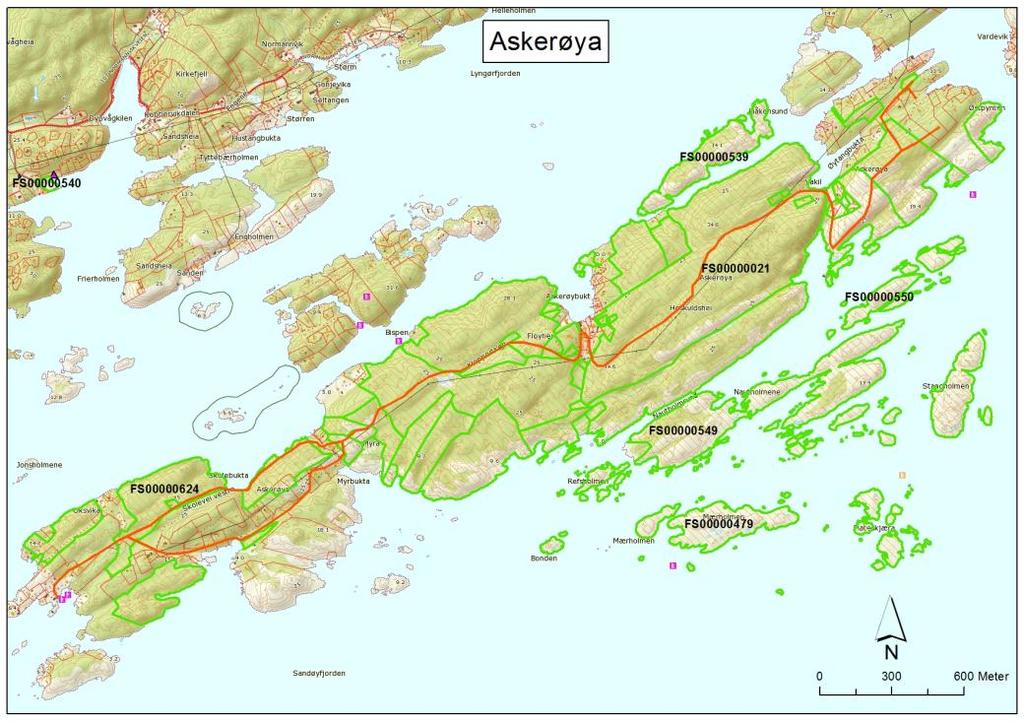 6b og 7. Tegnforklaring jf. figur 1. Kart nr. 6b. Askerøya.