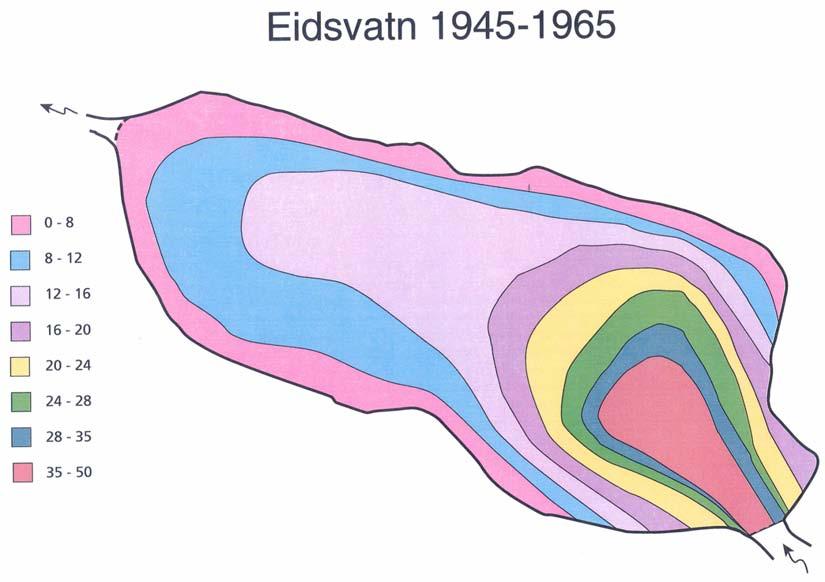 4.1 Sedimenttilførsel før reguleringen, ca 1945-1965 For å kunne beregne sedimenttilførselen til Eidsvannet før første inngrep i vassdraget i 1956, var det ønskelig å skille ut materialet i samtlige