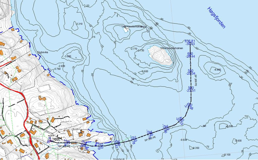 4.2 Plassering av slamavskiller og utslippsledning Tegning H01 og H02 viser plan og profil for anlegget og viser plassering av slamavskilleren.