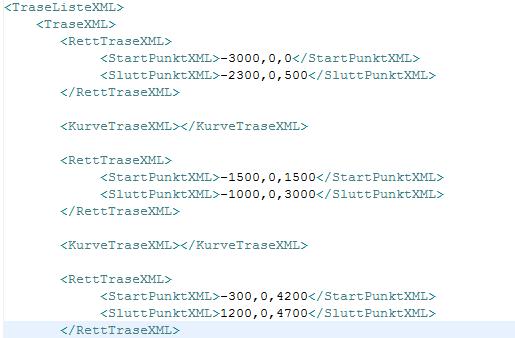 Hovedprosjekt HiO 2010 Produktrapport ERTMS Driver Interface Simulering 7.2 TRASE.XML Trase.xml inneholder traseèn sporet og de fleste infrastruktur- og omgivelsesobjekter følger.